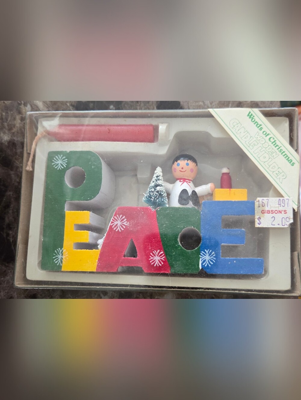 Wooden Holiday Peace Candle  Decor